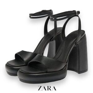 ZARA | Black | CHUNKY HIGH HEELED PLATFORM SANDALS